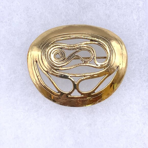 EH Eivind Hillestad K7 Bronze Norway Modernist Vtg C Clasp Brooch Pin J553 - Picture 3 of 6